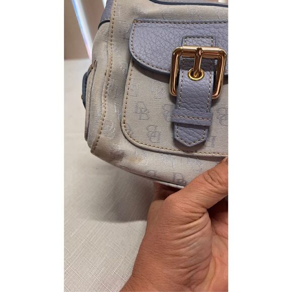 Dooney & Bourke Womens Leather Double Front Pockets Light Blue Shoulder Handbag - Picture 7 of 12